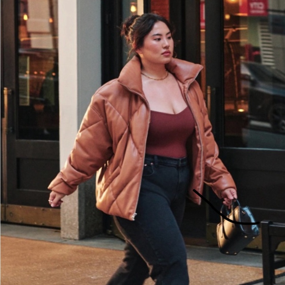 ABERCROMBIE BROWN VEGAN PUFFER JACKET